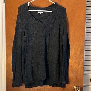 Sonoma Black Cable Knit V-Neck Sweater